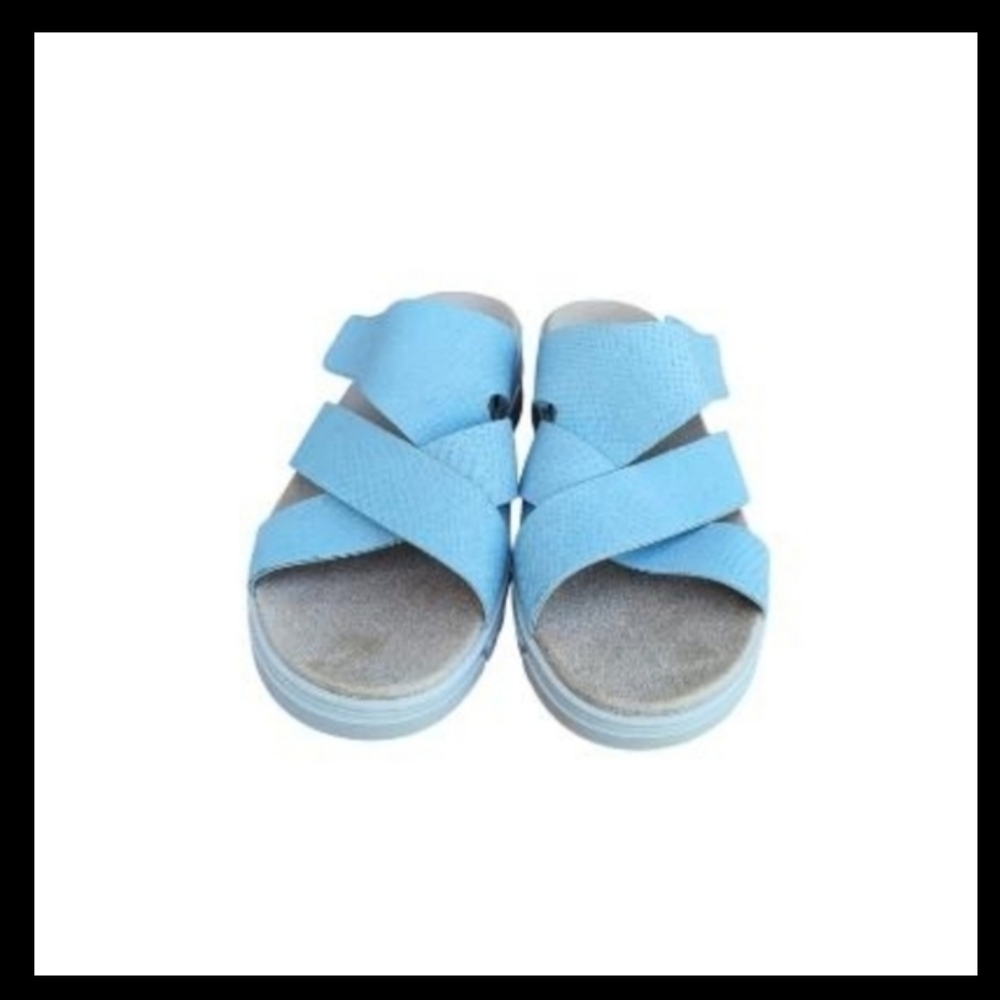 Wide Vionic Uptown Wedge Sandal Slide Heel Casual Shoe Blue Ivory White Women 10 - Picture 5 of 15